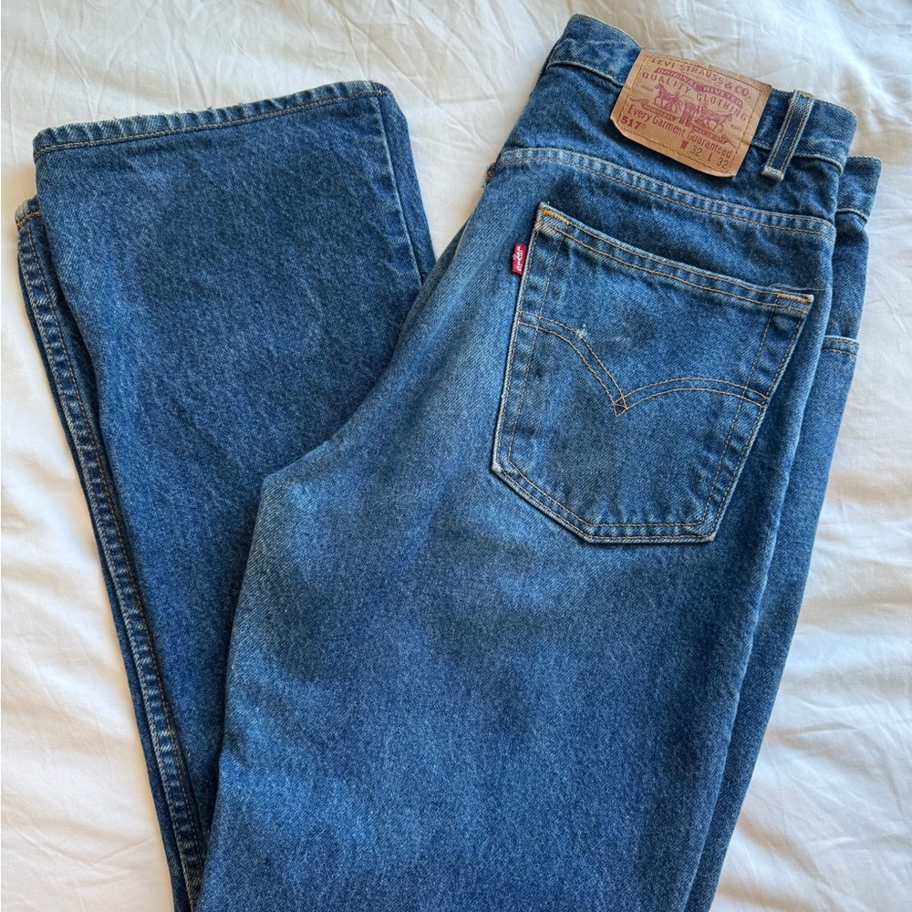 Levi's 517 high waisted bootcut dark wash blue denim jeans